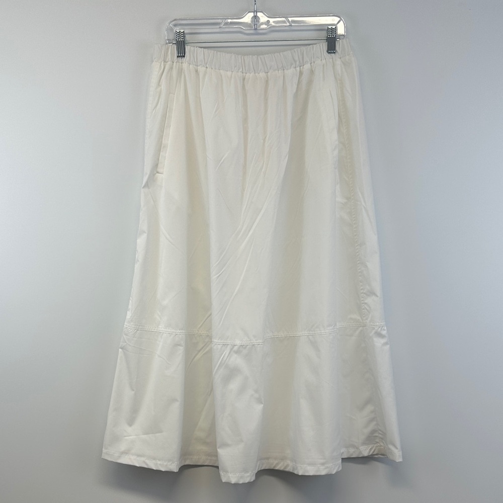 NWT Melloday White Elastic Waist Midi Skirt Tiered Ruffle Hem Cottagecore XL